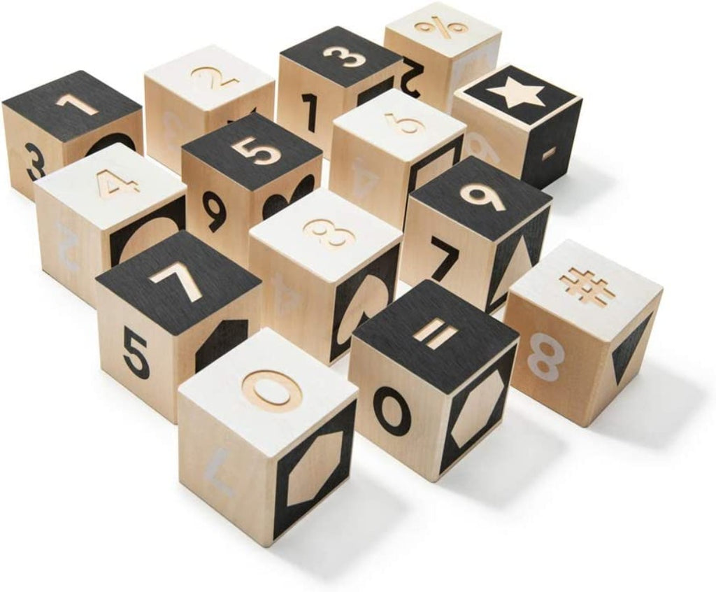 Wooden Black & White Number Blocks for Infants - Child Safe