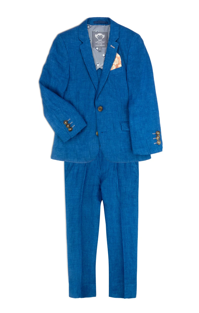 Appaman Linen Summer 2-piece Kids Suit in Riviera Blue