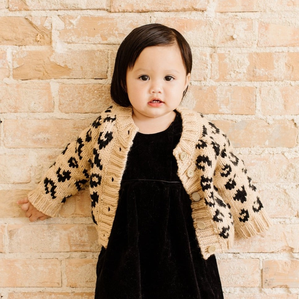 Cheetah Design Hand Knit Acrylic Sweater for Toddlers