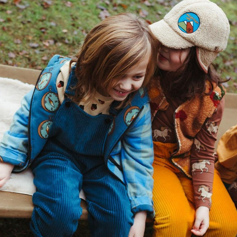 Teal Cotton Corduroy Dungarees for Kids 