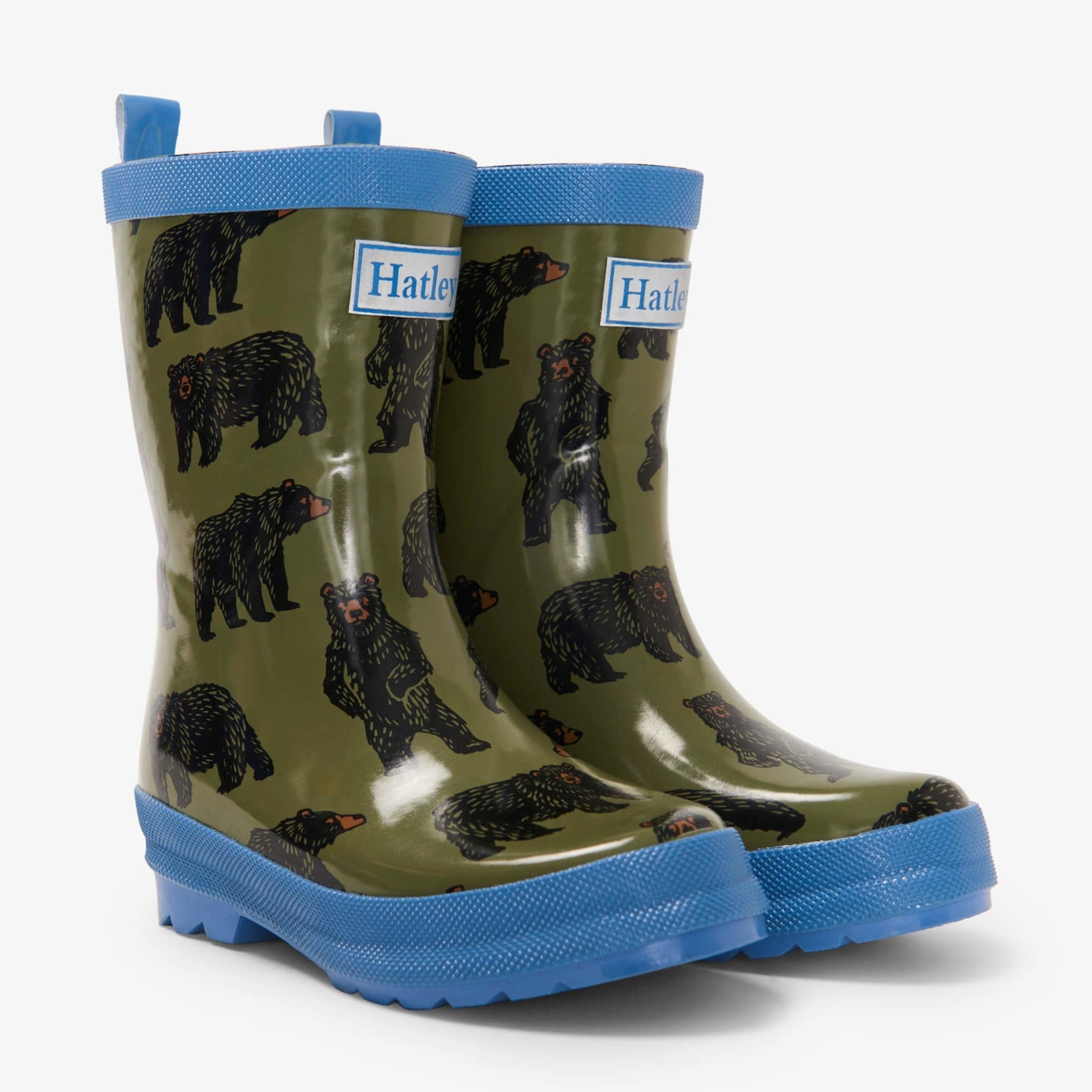 Hatley Kids Shiny Wild Bears Rubber Rain Boots – Black Wagon Kids