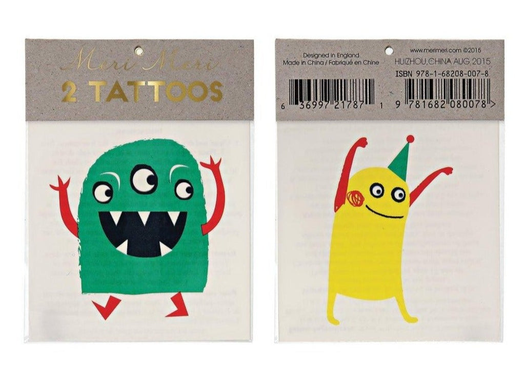 Temporary Tattoos for Kids | 2 Monsters | 2 in a pack