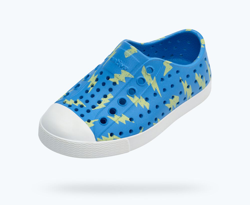 Native Kids Water Shoe | Blue with Celery Lightning Bolts |  