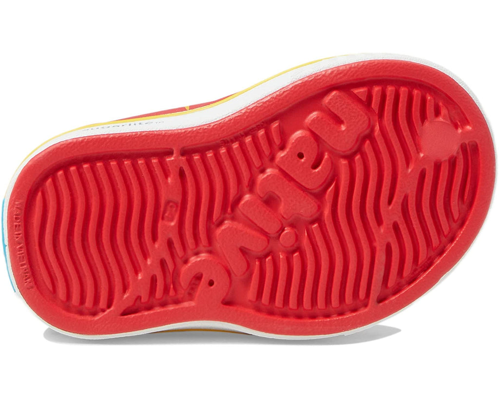 Native Kids Water Shoe in Hyper Red with Lightning Bolts - sole
