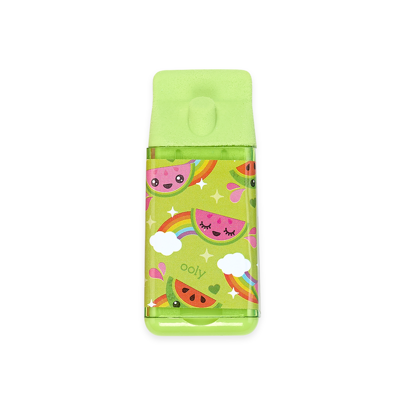 Juice Box Eraser and Pencil Sharpener - green w/ watermelons