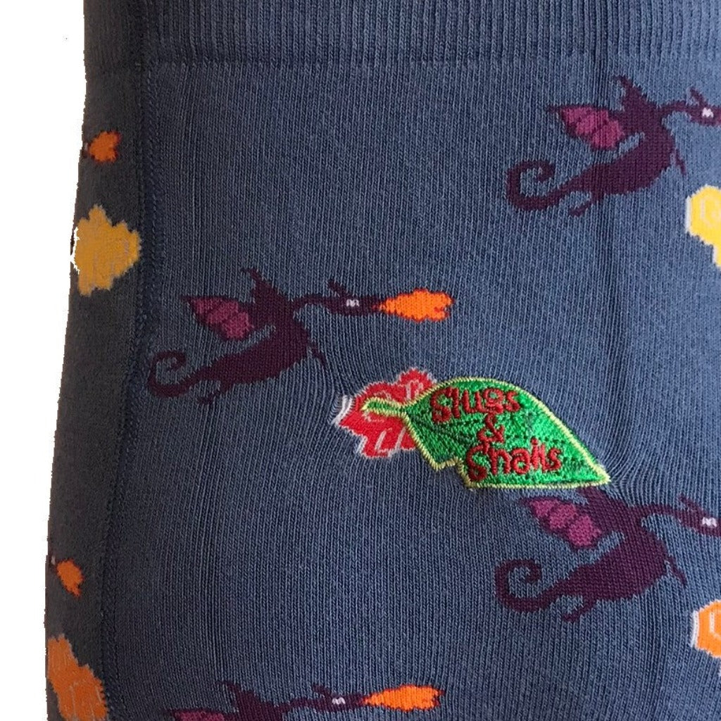 Slugs & Snails Purple Dragon Print Cotton Tights | No Slip Feet | Super Stretchy & Comfy | Sizes up to 6 yrs