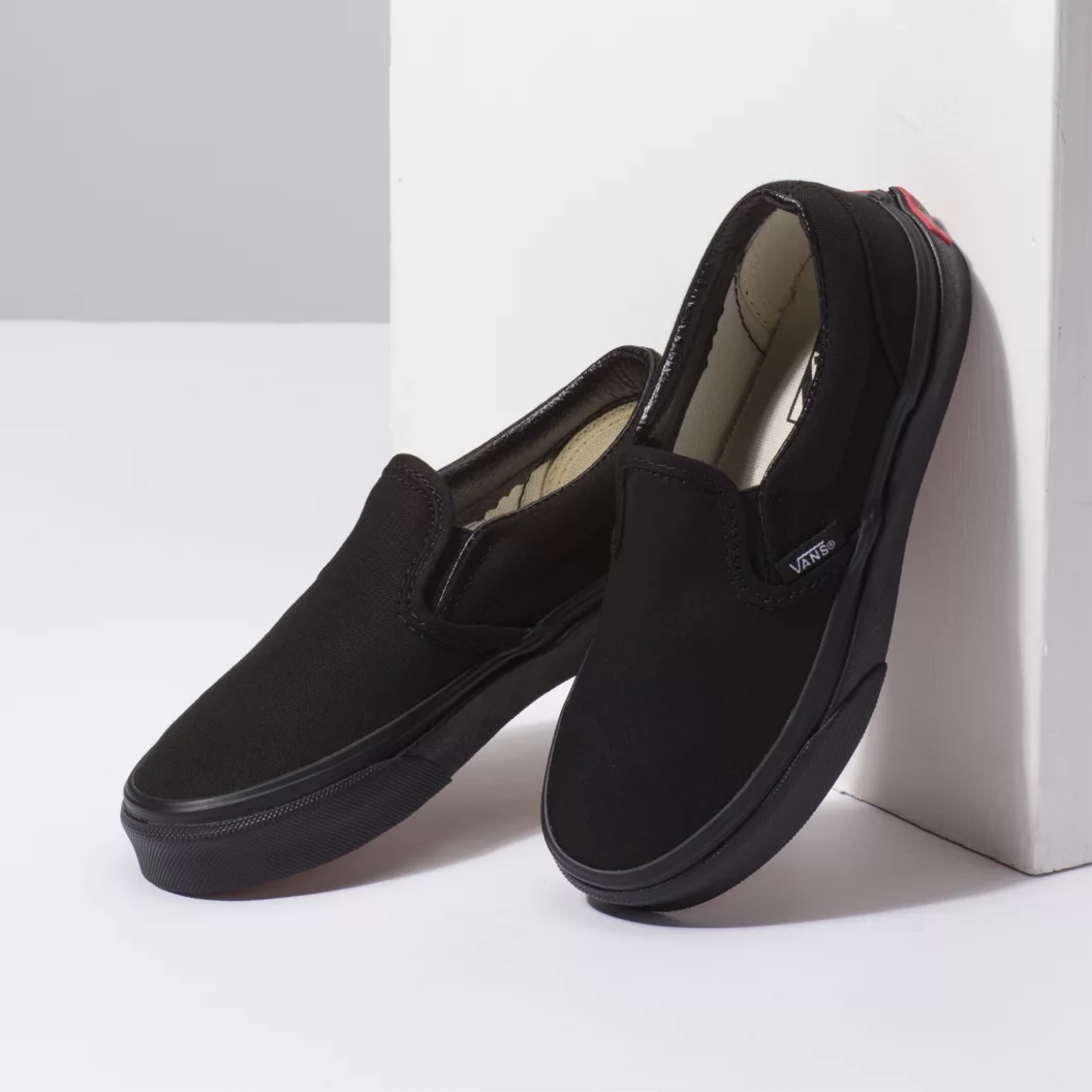 Kids black vans slip ons shop